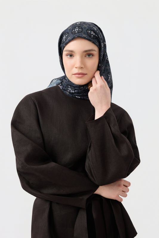 Pamuk Eşarp Medallion Füme