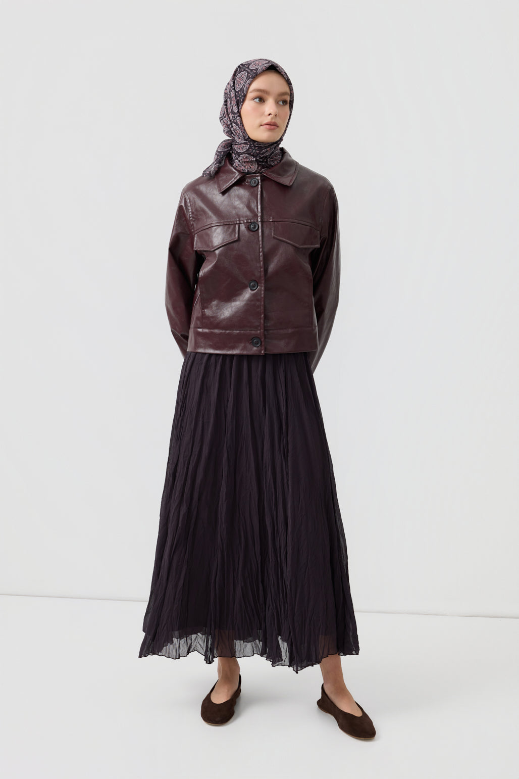 Pamuk Eşarp Medallion Mürdüm Eriği