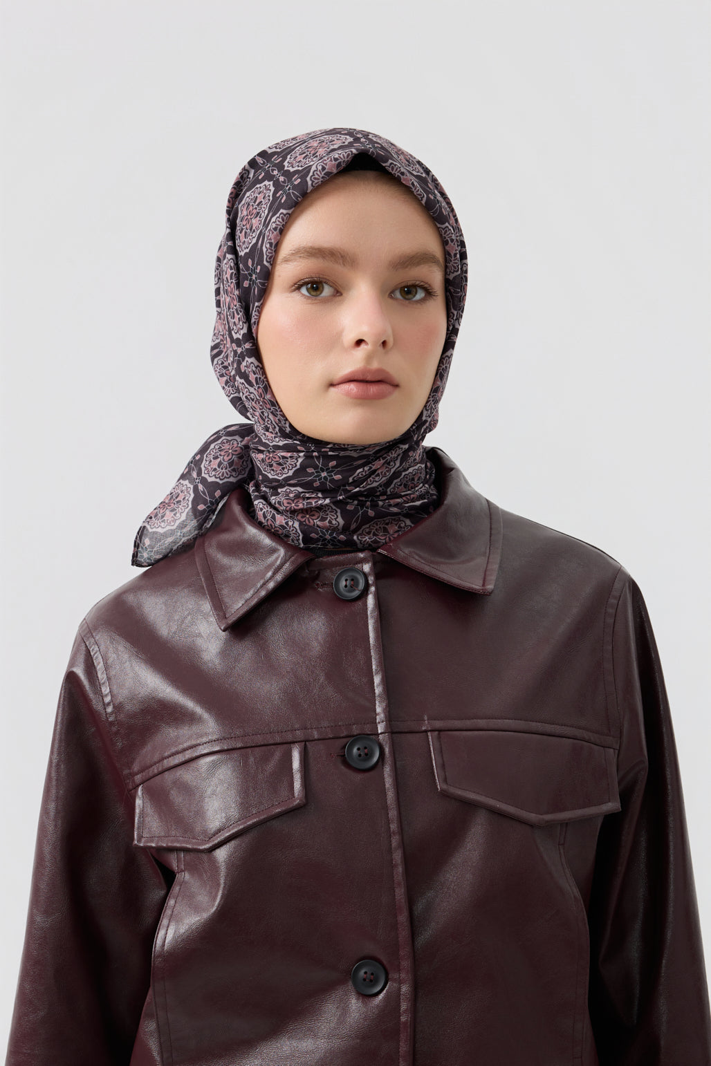 Pamuk Eşarp Medallion Mürdüm Eriği