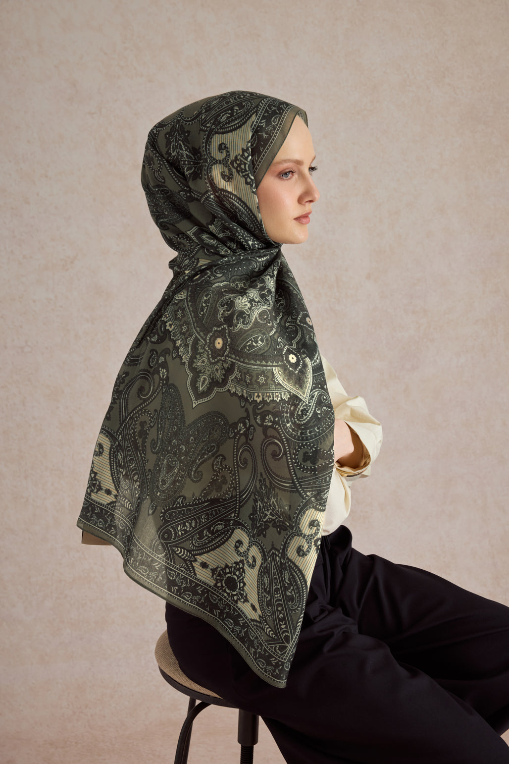 Pamuk Şal Shadow Haki Yeşil