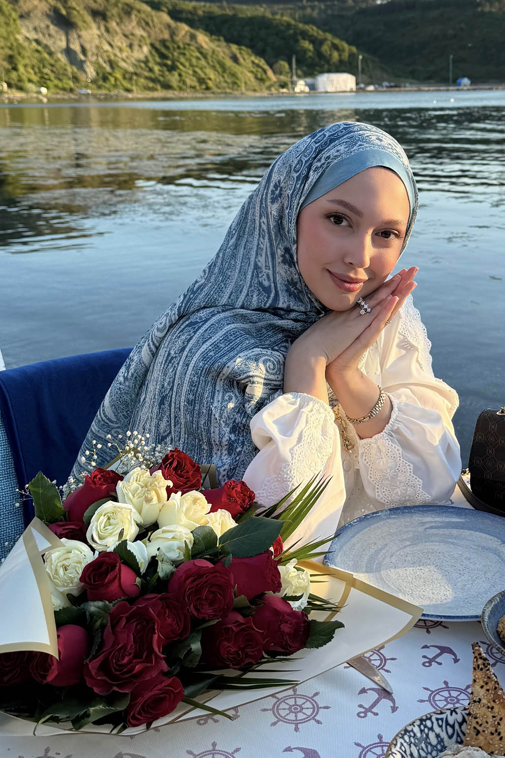 Deluxe DEsenli Şal Soft Mavi