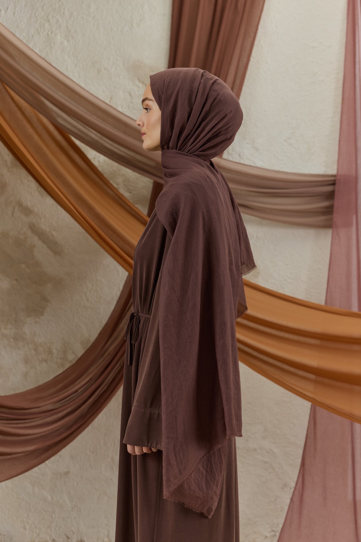 Soft Line Pamuk Şal Kızıl Kahve