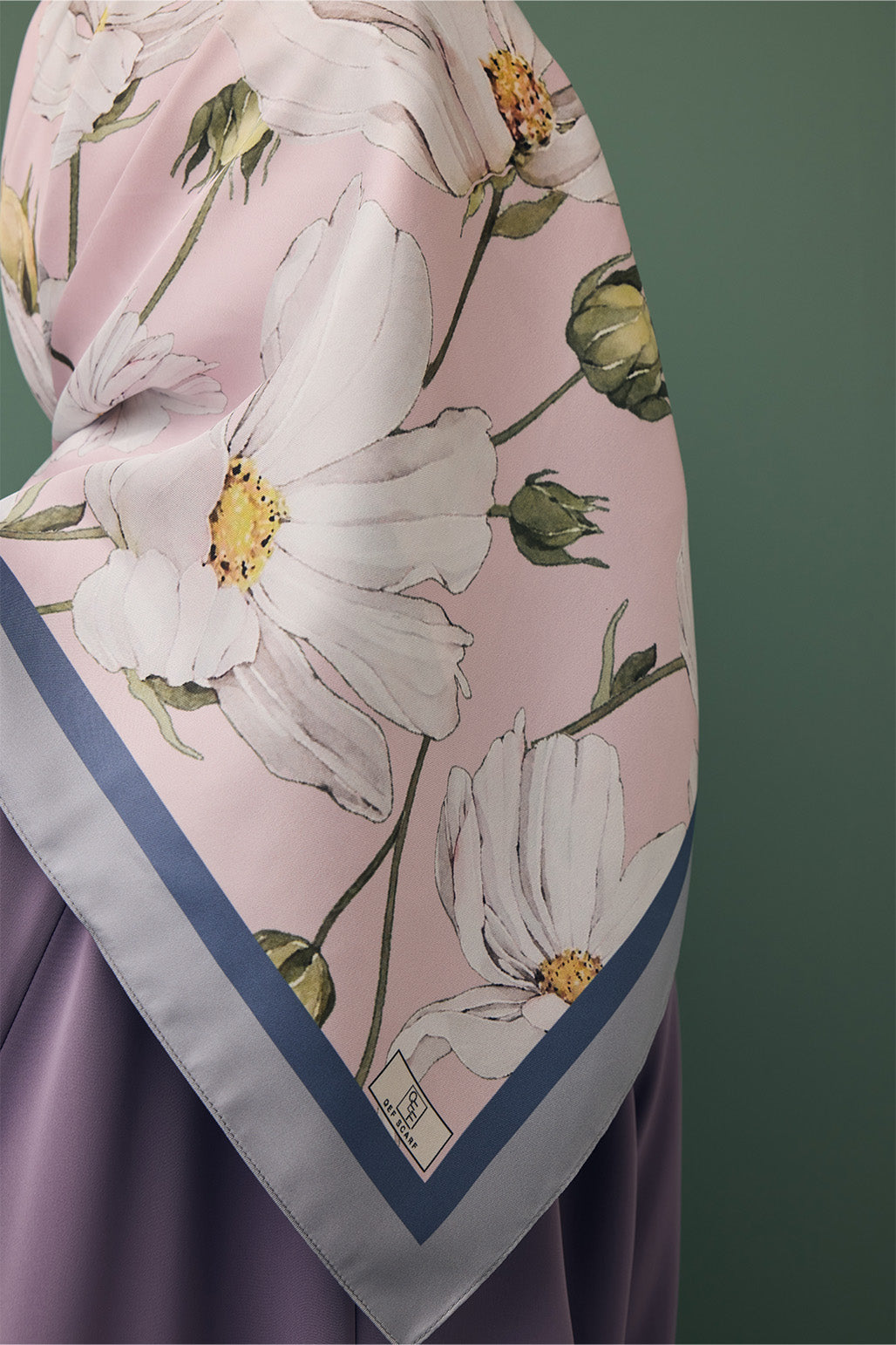 twill ipek eşarp daisy leylak renkli