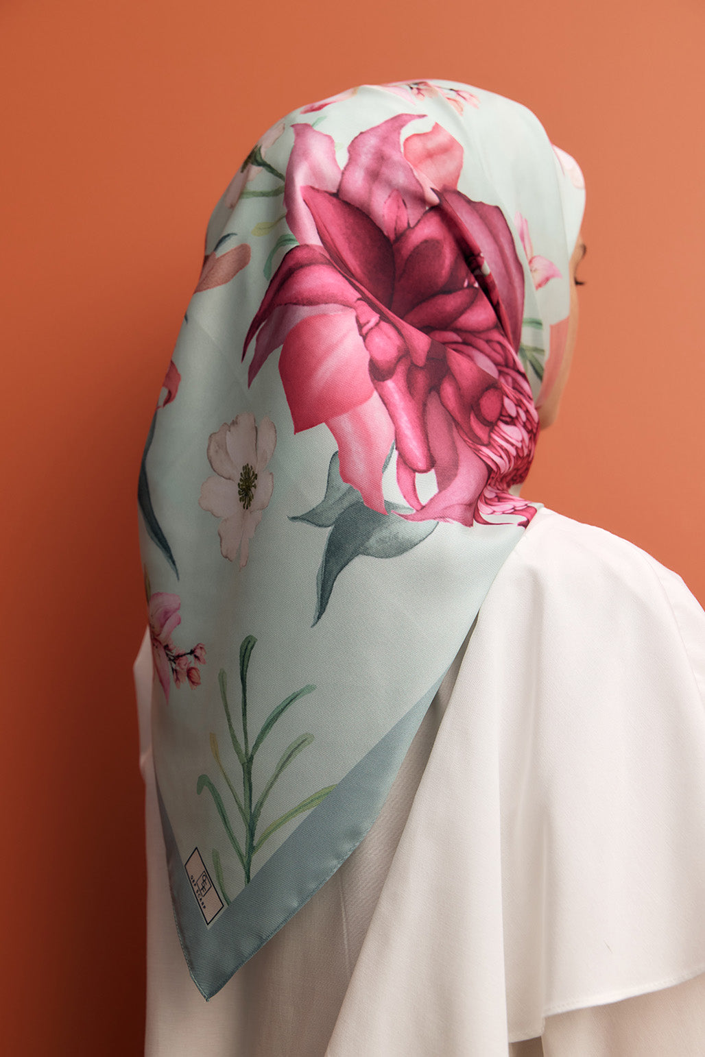 twill ipek eşarp floral mix desenli