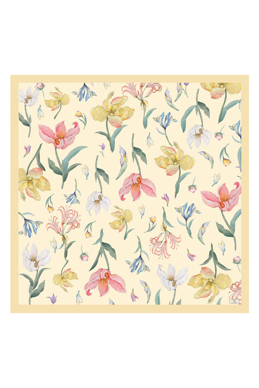 Desenli Twill İpek Eşarp Hera