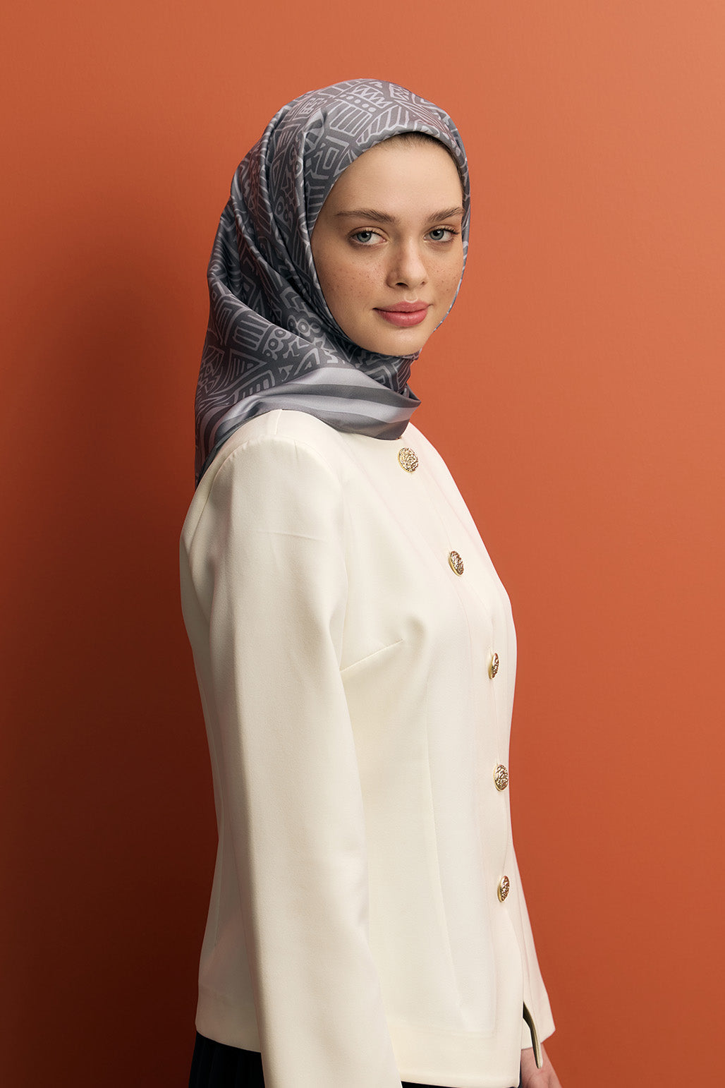 Twill İpek Eşarp Tina Gri