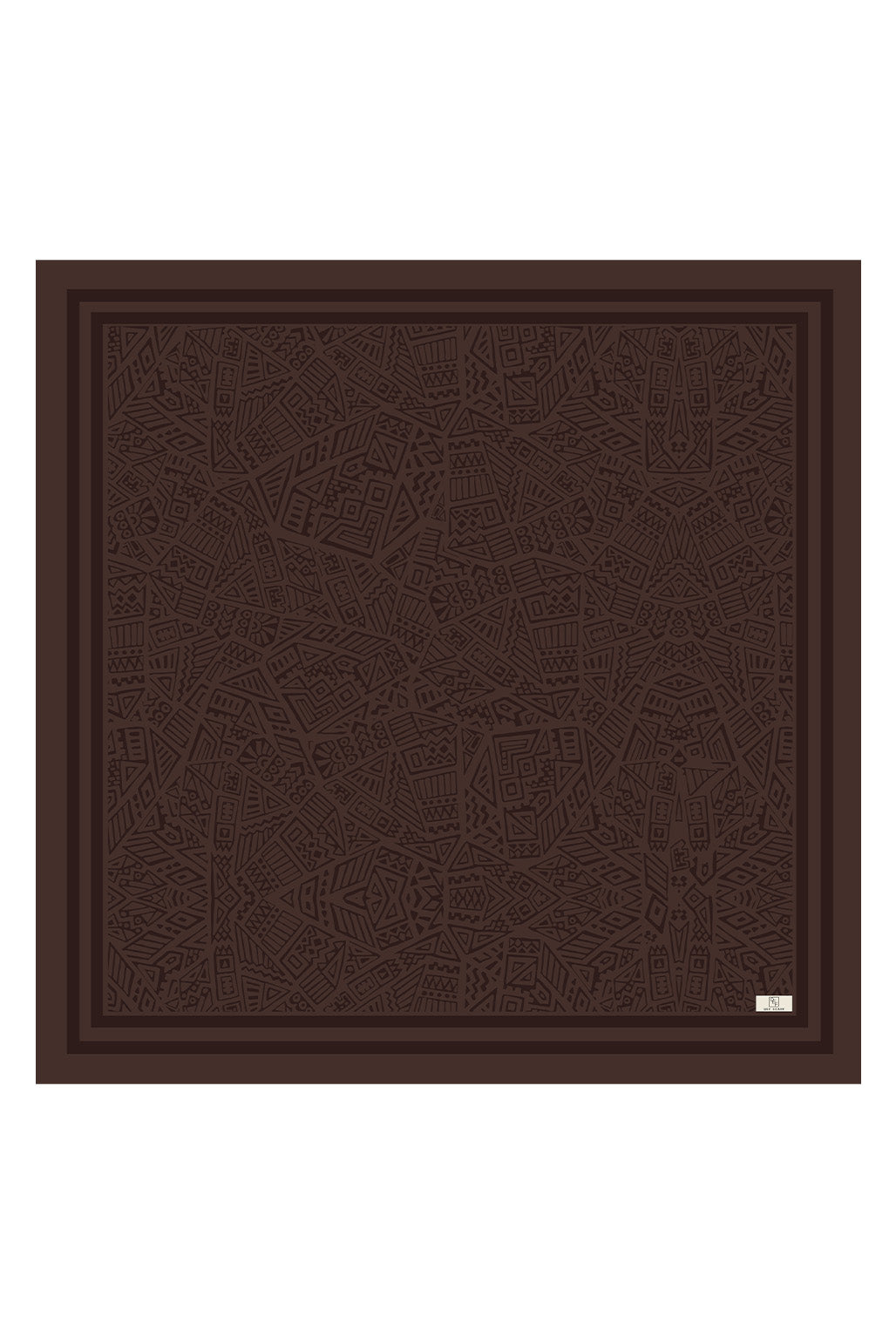 Kahverengi Desenli Twill İpek Eşarp