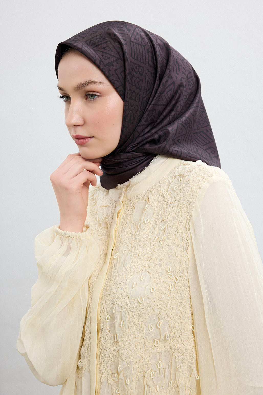 Twill İpek Eşarp Tina Kahve