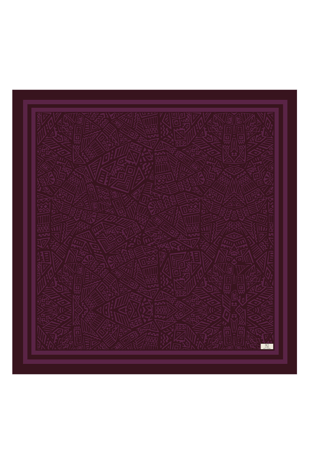 Desenli Twill İpek Eşarp Mürdüm