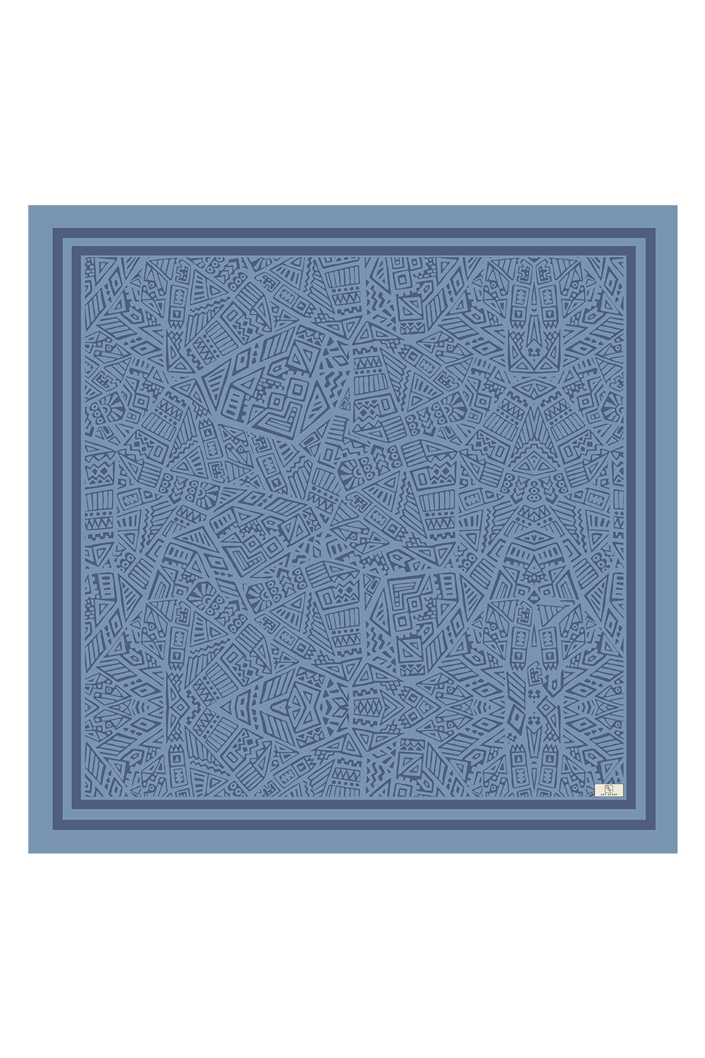 Mavi Desenli Twill İpek Eşarp