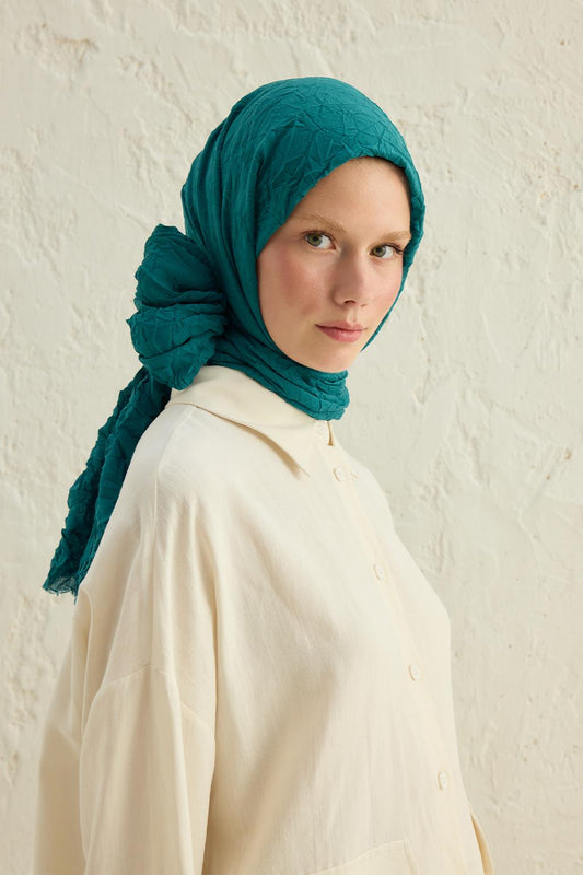 Vual Kraş Şal Zümrüt Yeşili