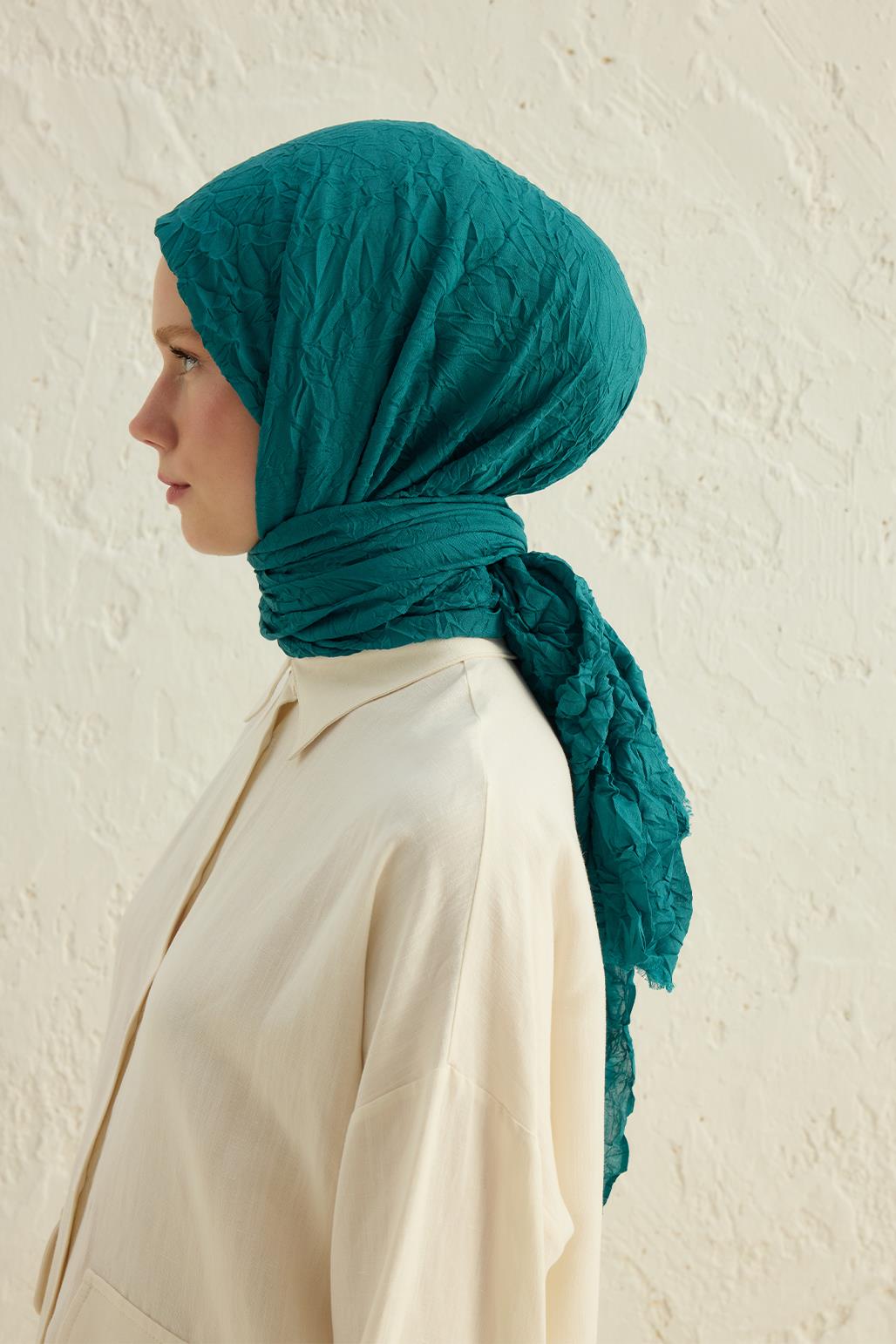 Vual Kraş Şal Zümrüt Yeşili