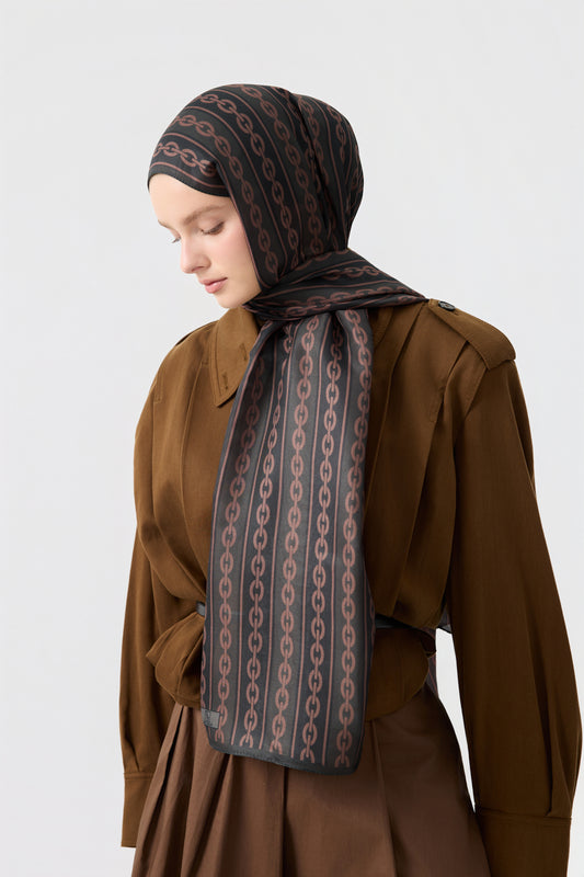 Cotton Twill Şal Chain Kahve