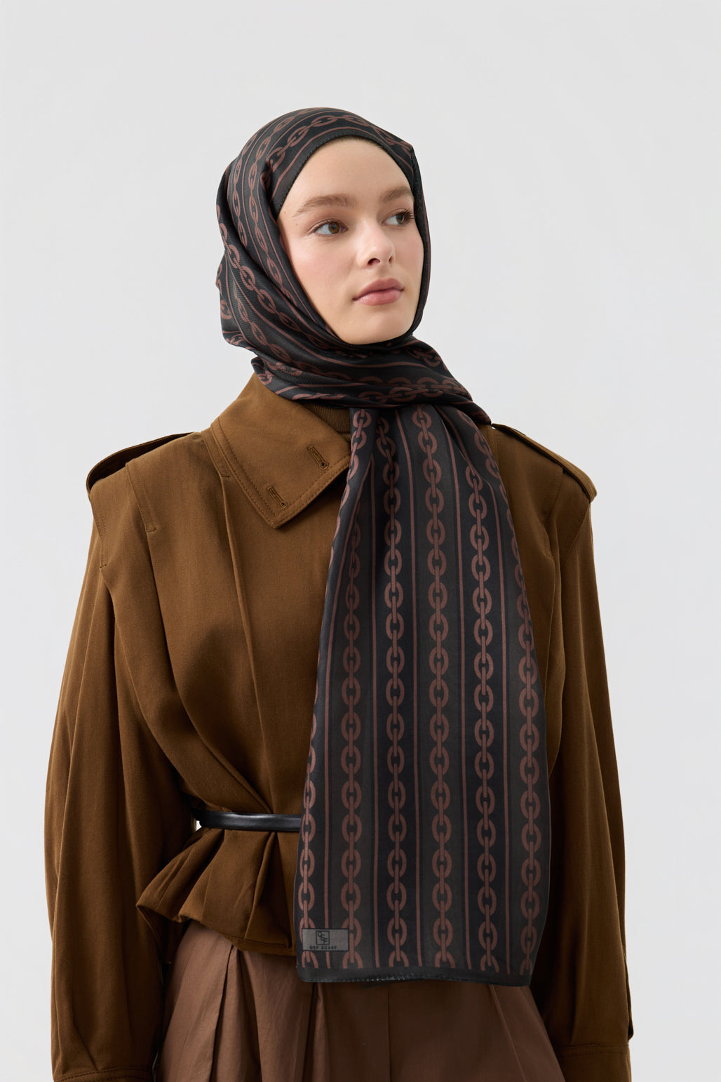 Cotton Twill Şal Chain Kahve