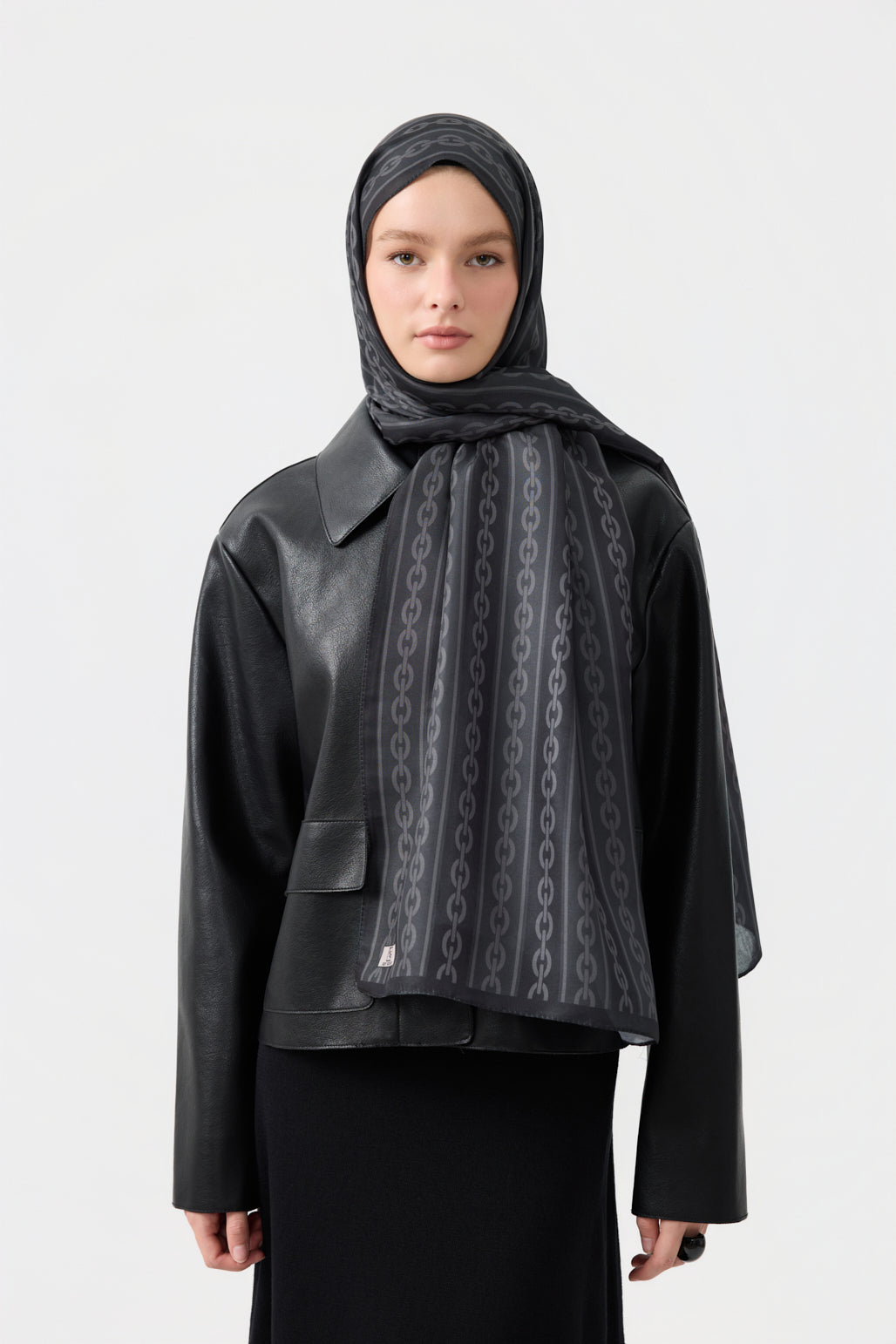 Cotton Twill Şal Chain Siyah