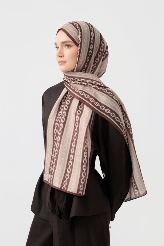 Cotton Twill Şal Chain Sütlü Kahve