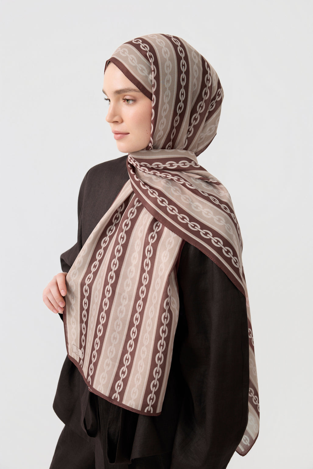 Cotton Twill Şal Chain Sütlü Kahve