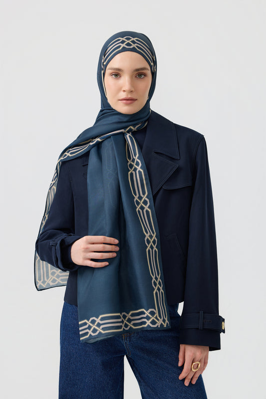 Cotton Twill Şal İnterlock İndigo