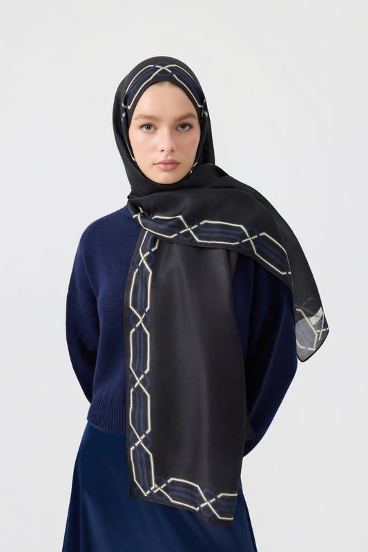 Cotton Twill Şal İnterlock Lacivert