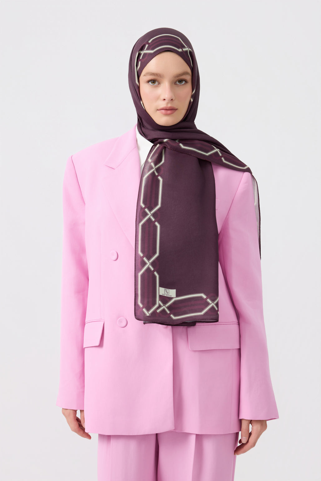 Cotton Twill Şal İnterlock Mürdüm
