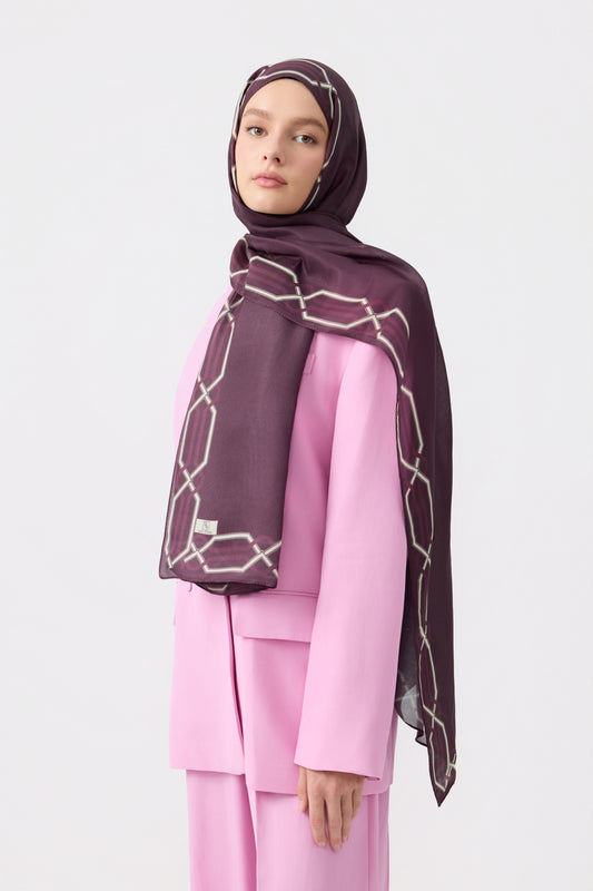 Cotton Twill Şal İnterlock Mürdüm