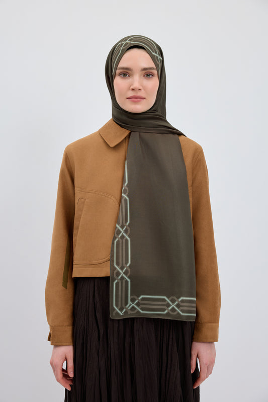 Cotton Twill Şal İnterlock Yağ Yeşili
