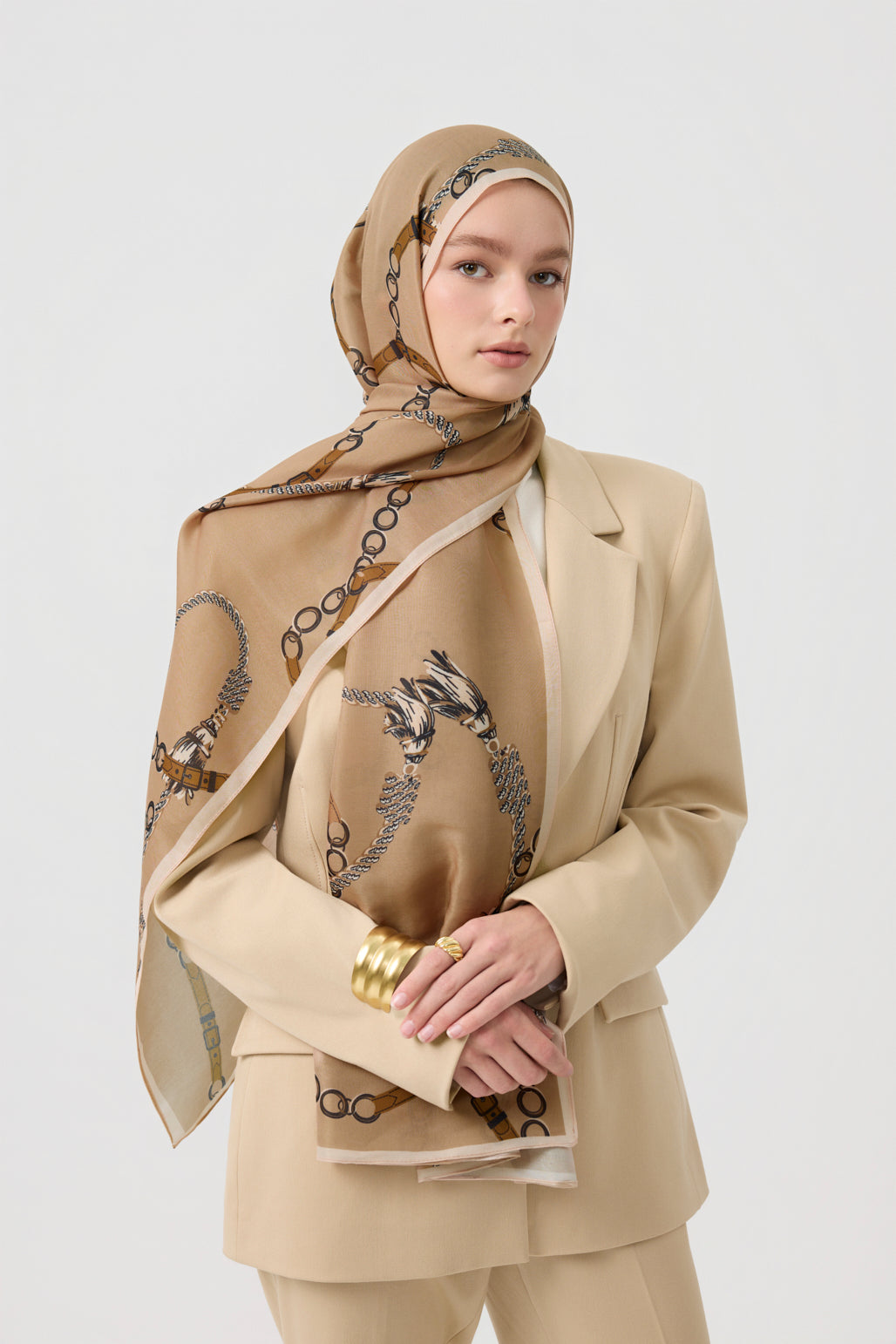 Cotton Twill Şal Linkage Camel