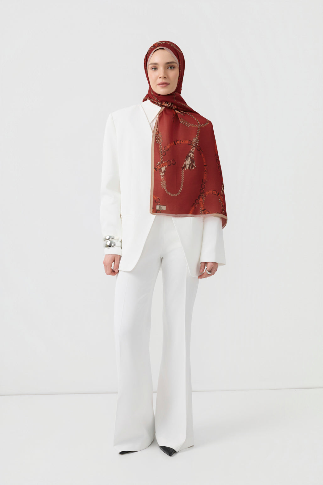 Cotton Twill Şal Linkage Kırmızı