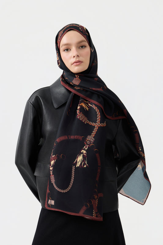 Cotton Twill Şal Linkage Kızıl Kahve