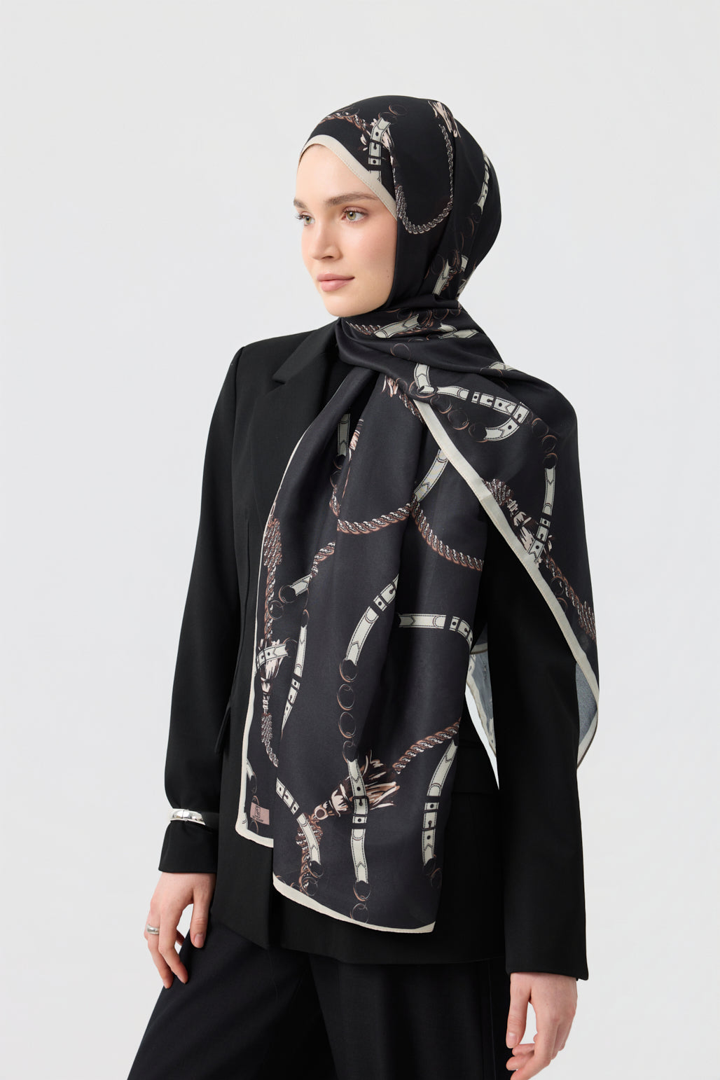 Cotton Twill Şal Linkage Siyah