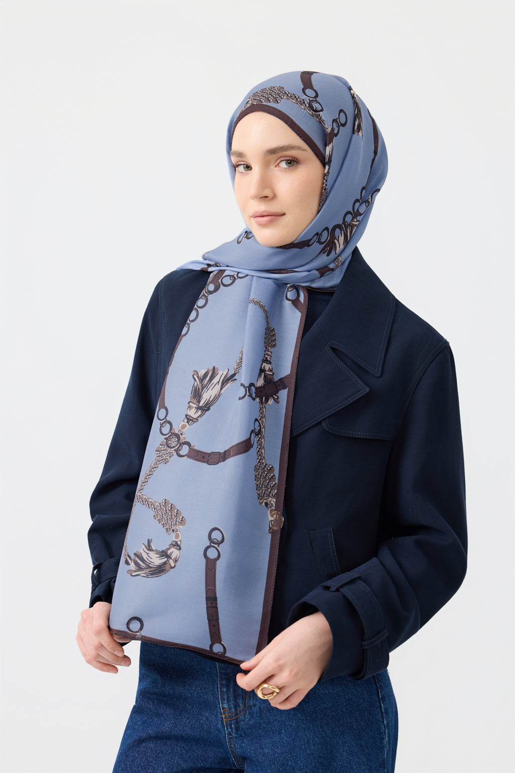 Cotton Twill Şal Linkage Uçuk Mavi