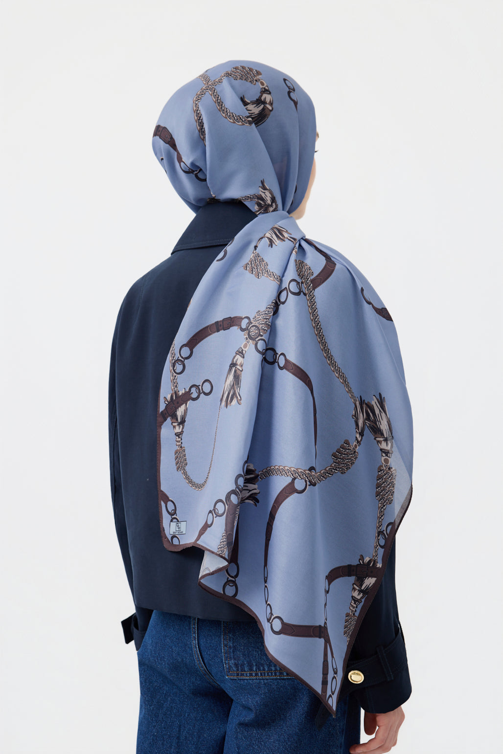 Cotton Twill Şal Linkage Uçuk Mavi
