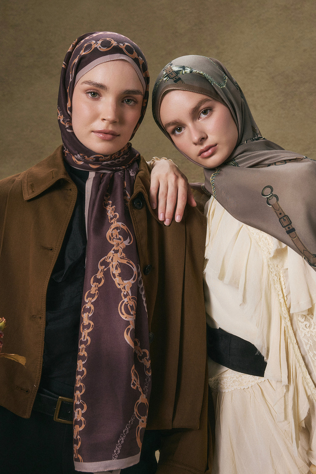 Cotton Twill Şal Loop Line Acı Kahve