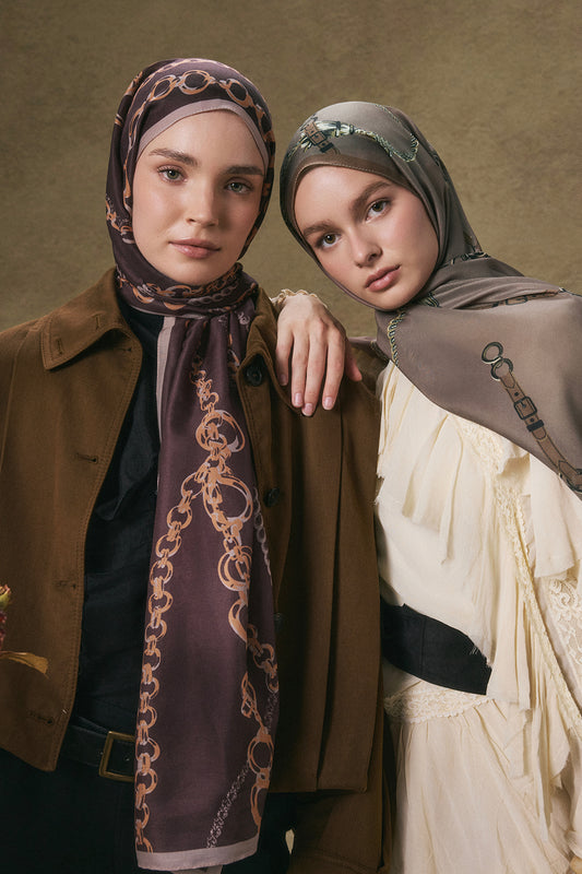 Cotton Twill Şal Loop Line Acı Kahve