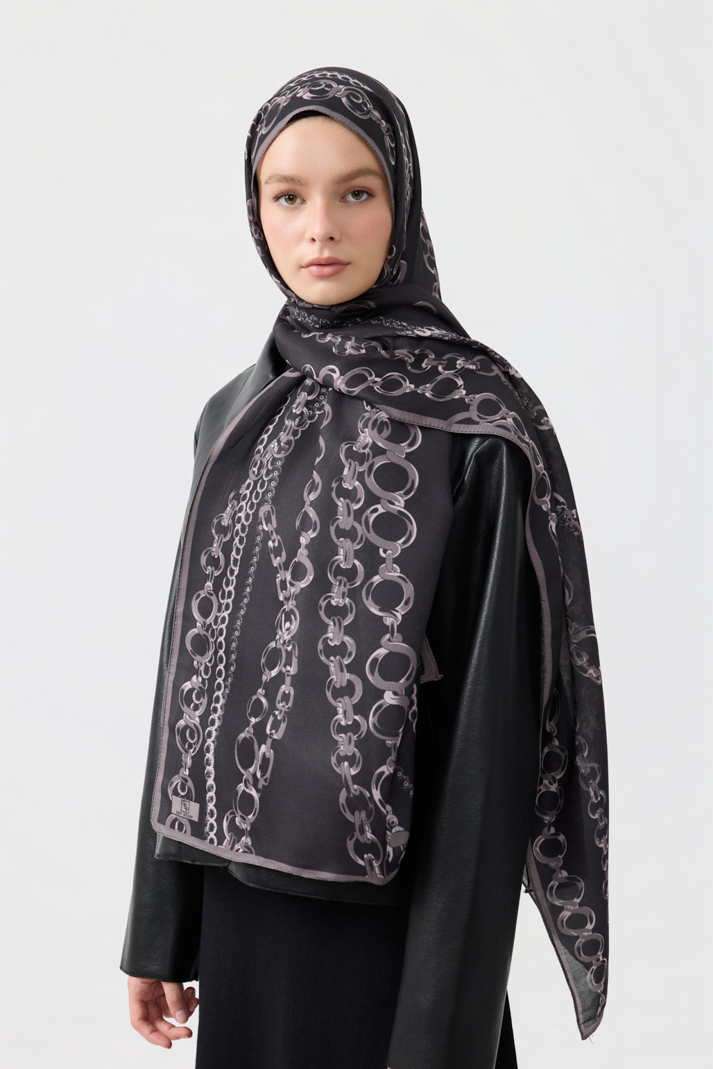 Cotton Twill Şal Loop Line Gri