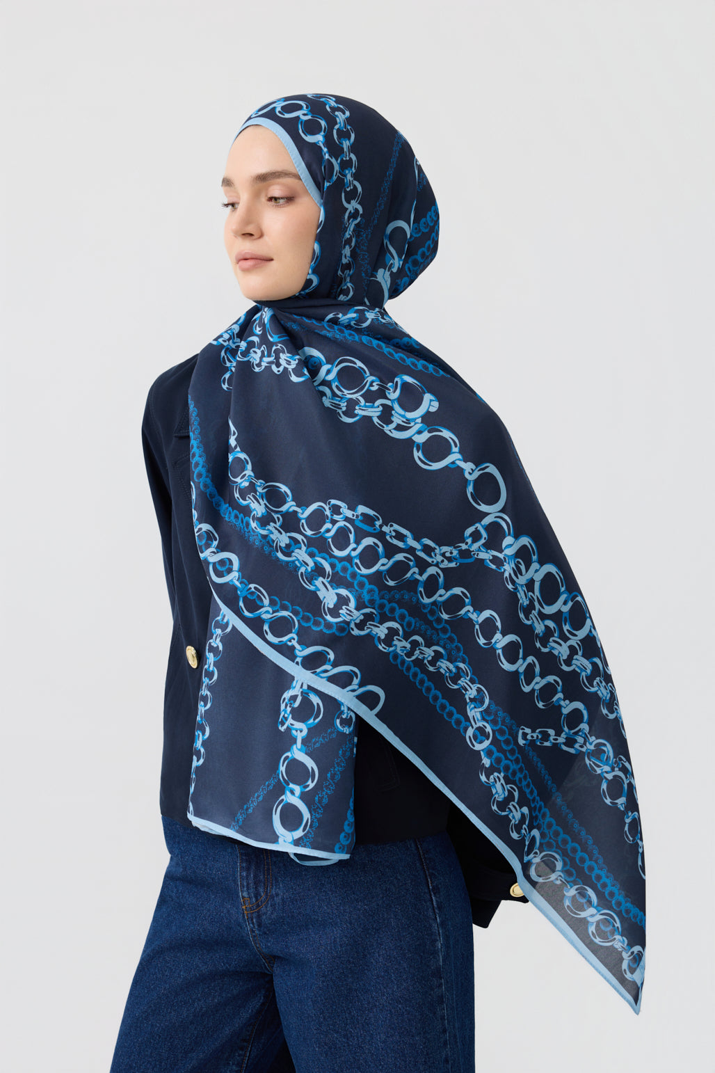 Cotton Twill Şal Loop Line İndigo