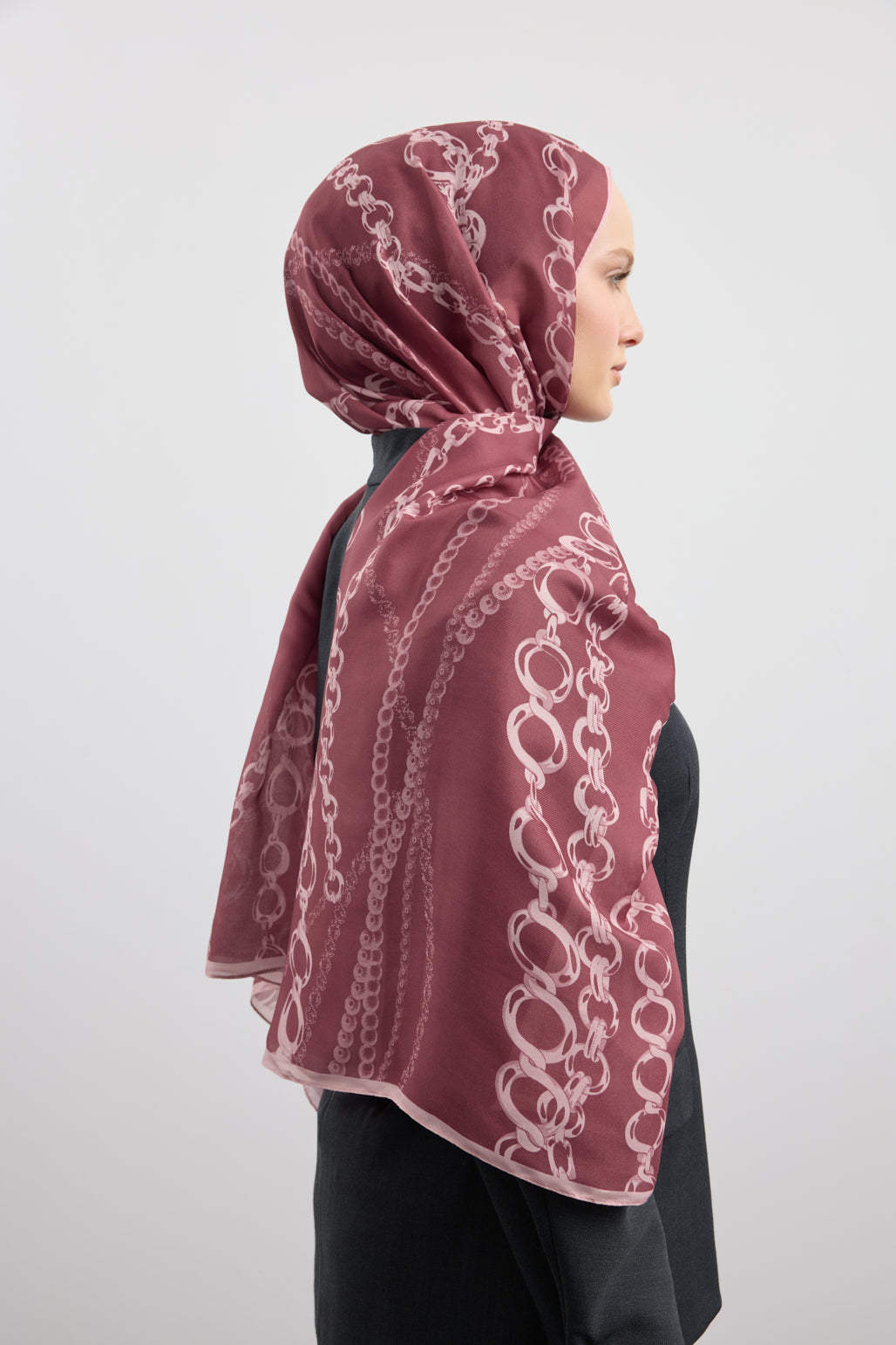 Cotton Twill Şal Loop Line Mürdüm Eriği