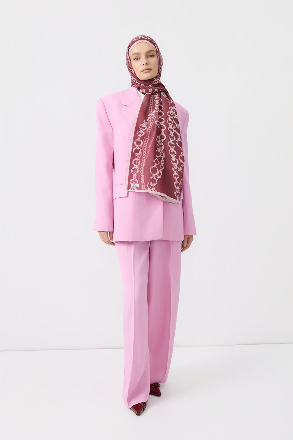 Cotton Twill Şal Loop Line Mürdüm Eriği