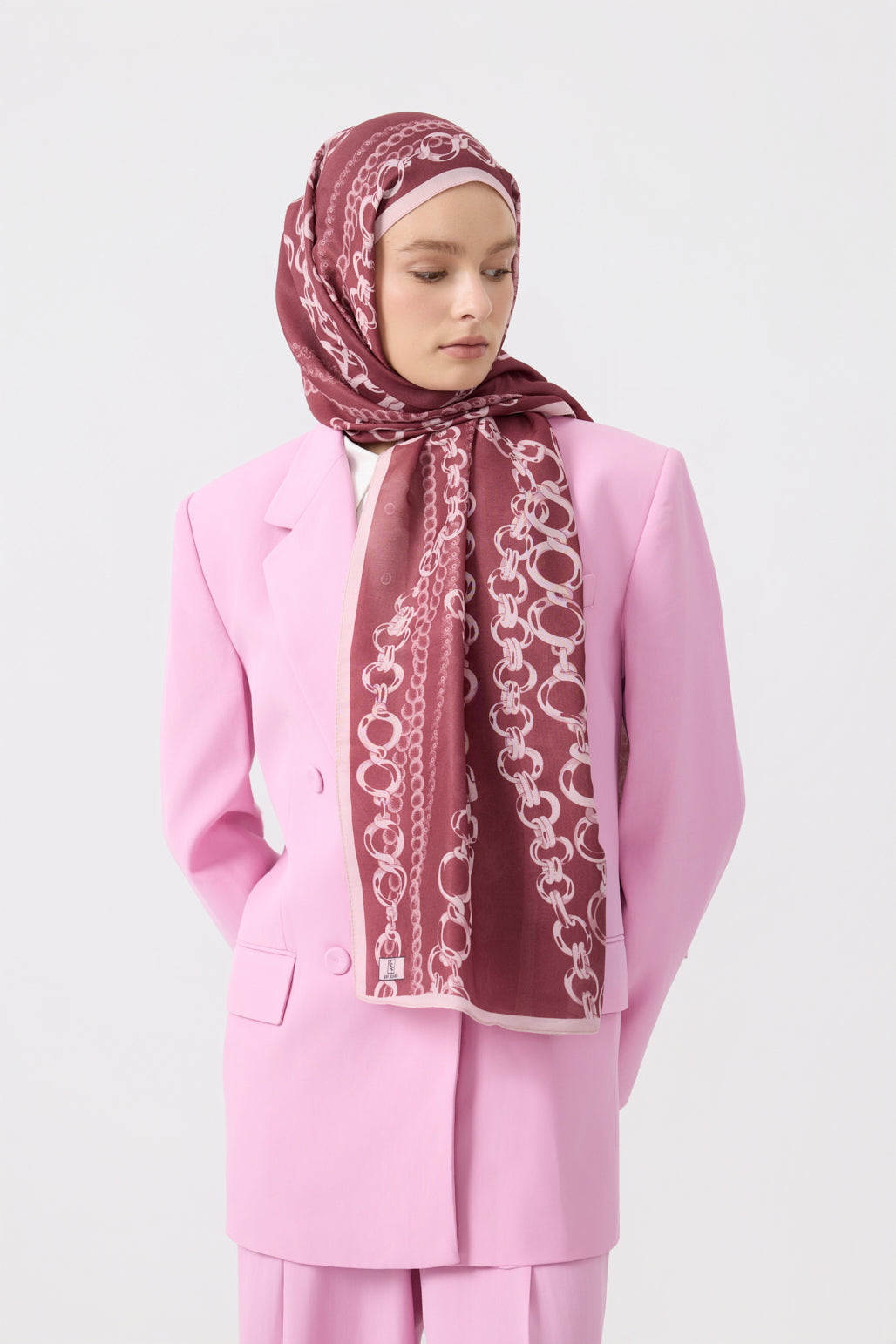 Cotton Twill Şal Loop Line Mürdüm Eriği