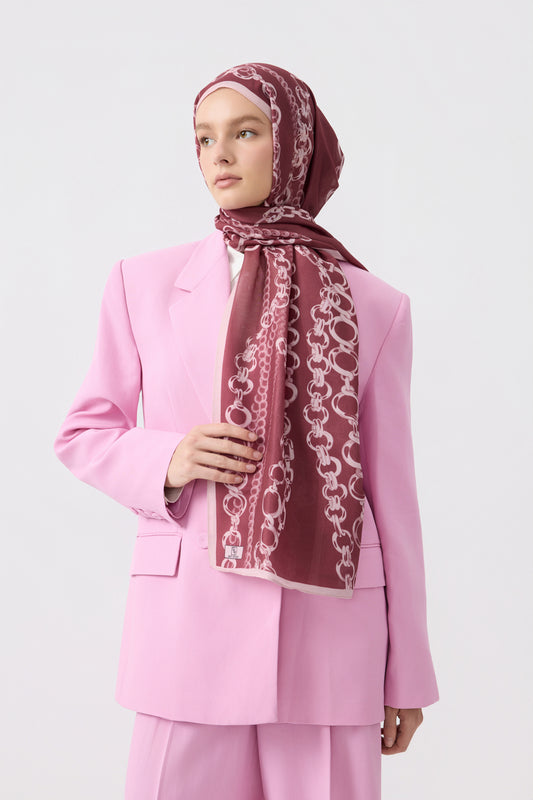 Cotton Twill Şal Loop Line Mürdüm Eriği