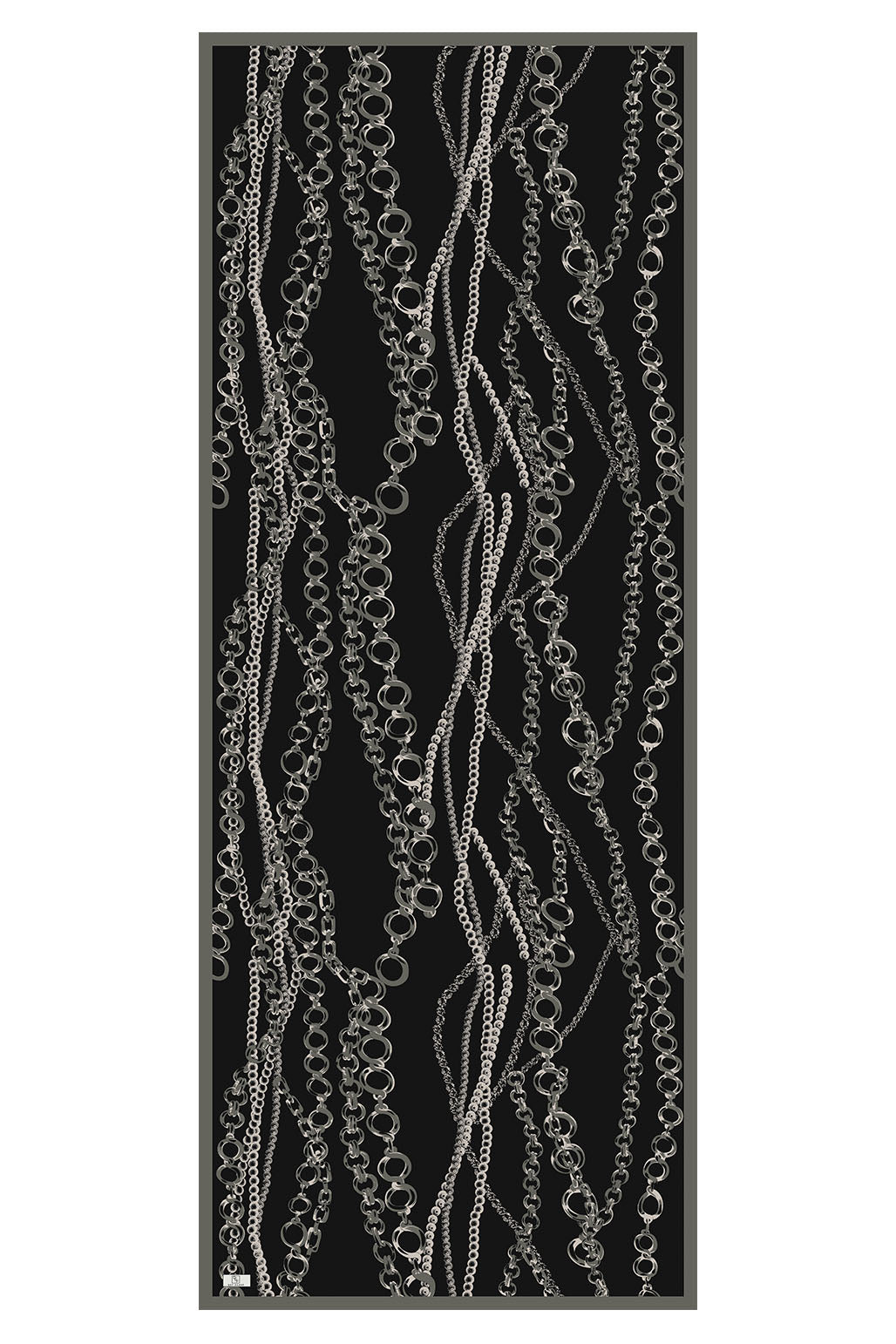 Cotton Twill Şal Loop Line Siyah