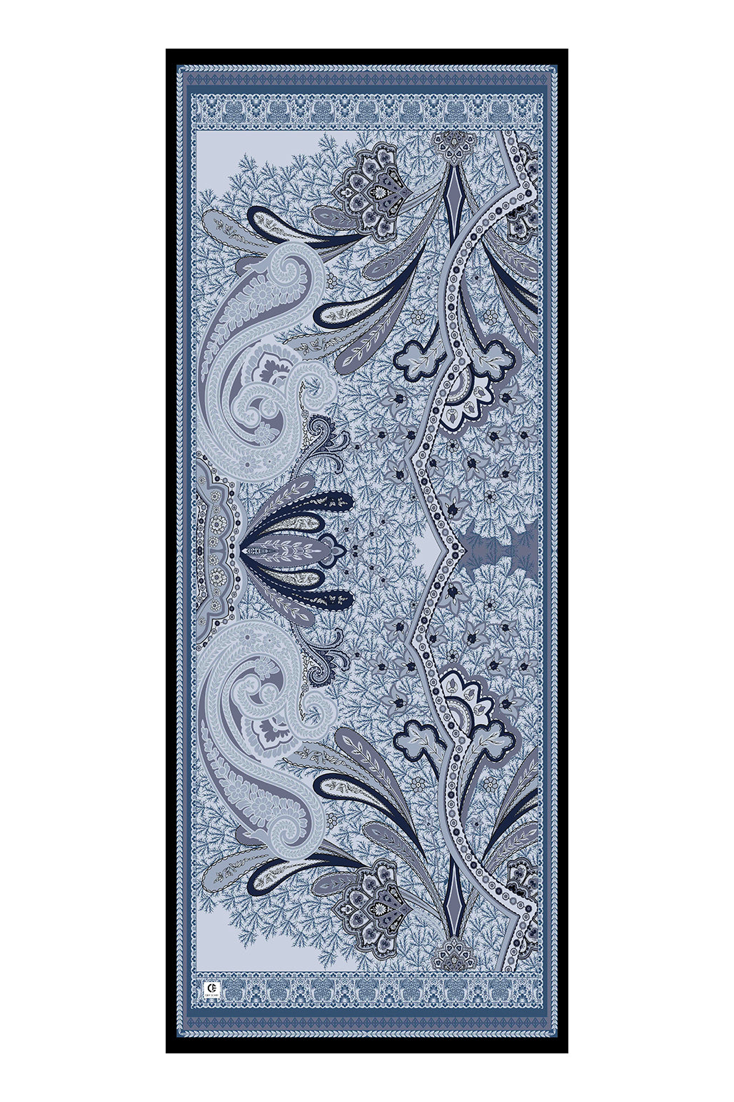 Cupra Prive Desenli Şal Blossom Lacivert