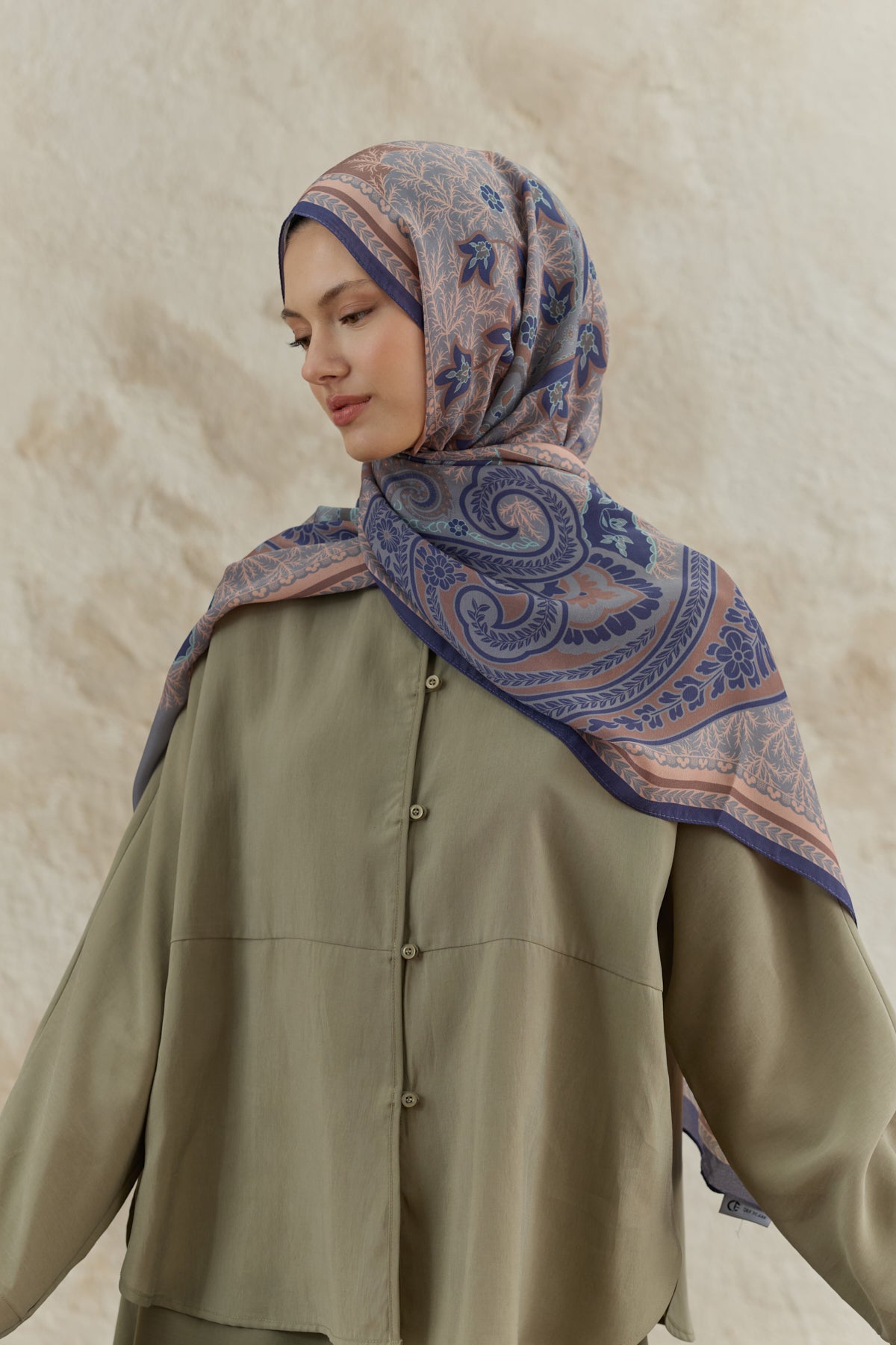 Cupra Prive Desenli Şal Blossom Lavanta