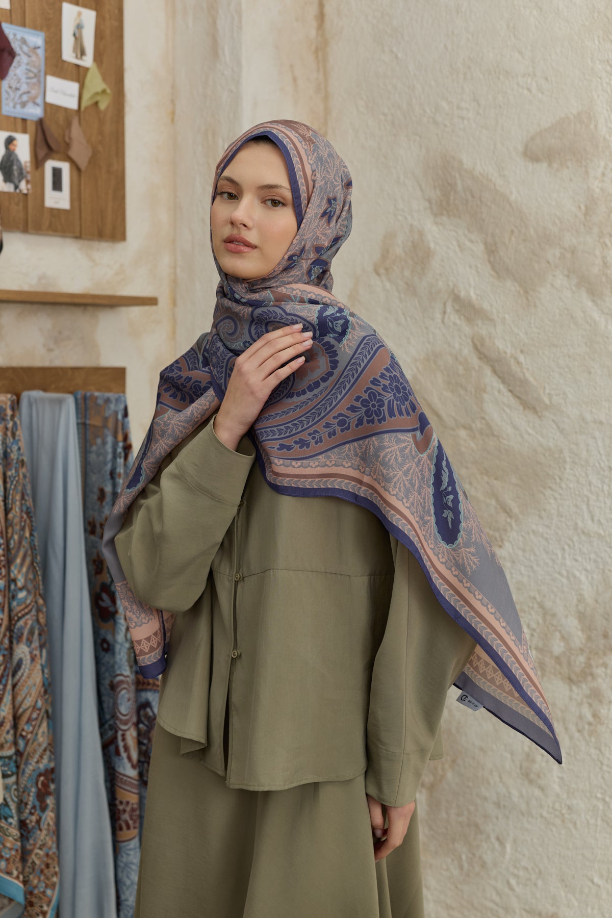 Cupra Prive Desenli Şal Blossom Lavanta