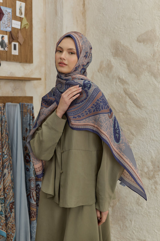 Cupra Prive Desenli Şal Blossom Lavanta