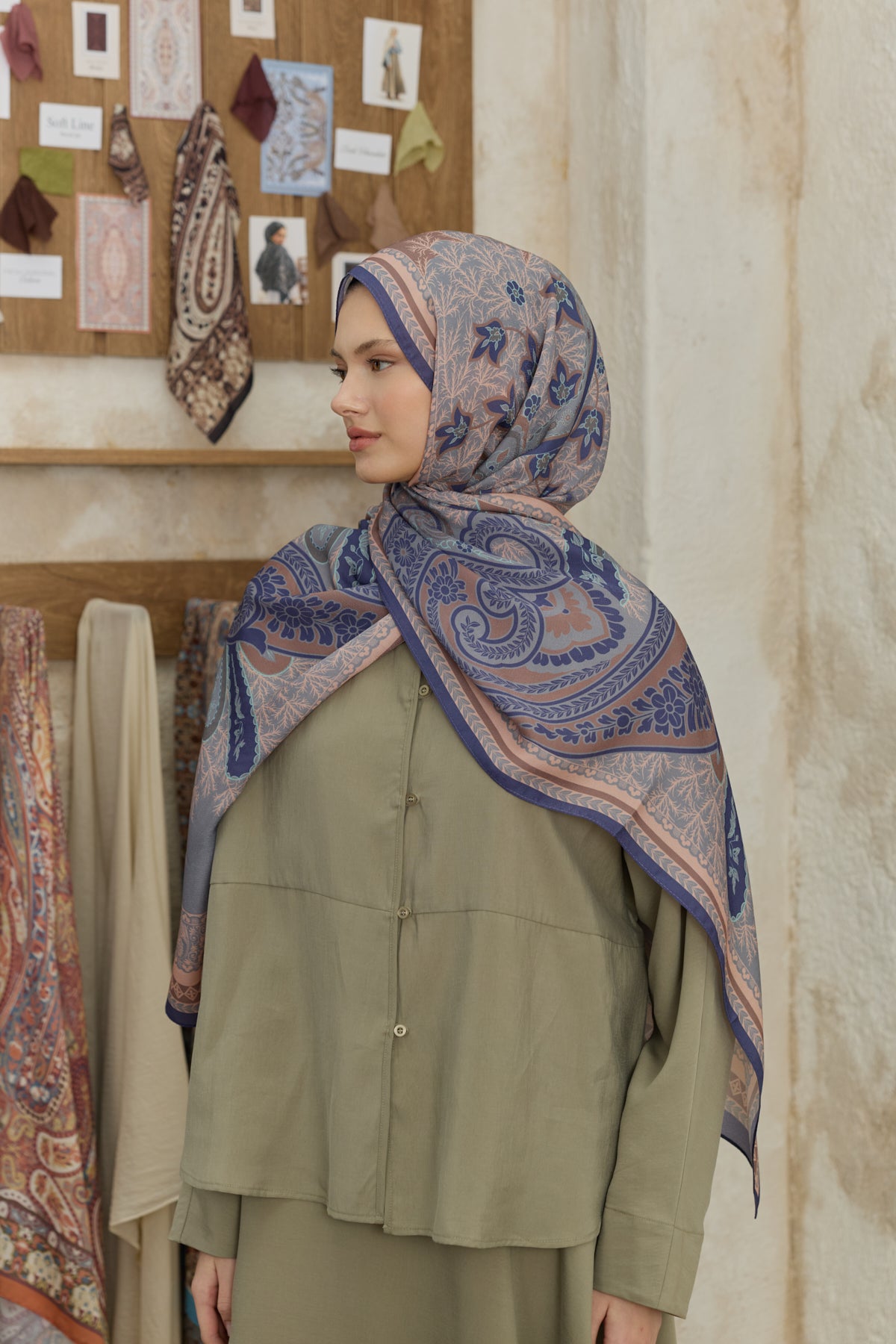 Cupra Prive Desenli Şal Blossom Lavanta