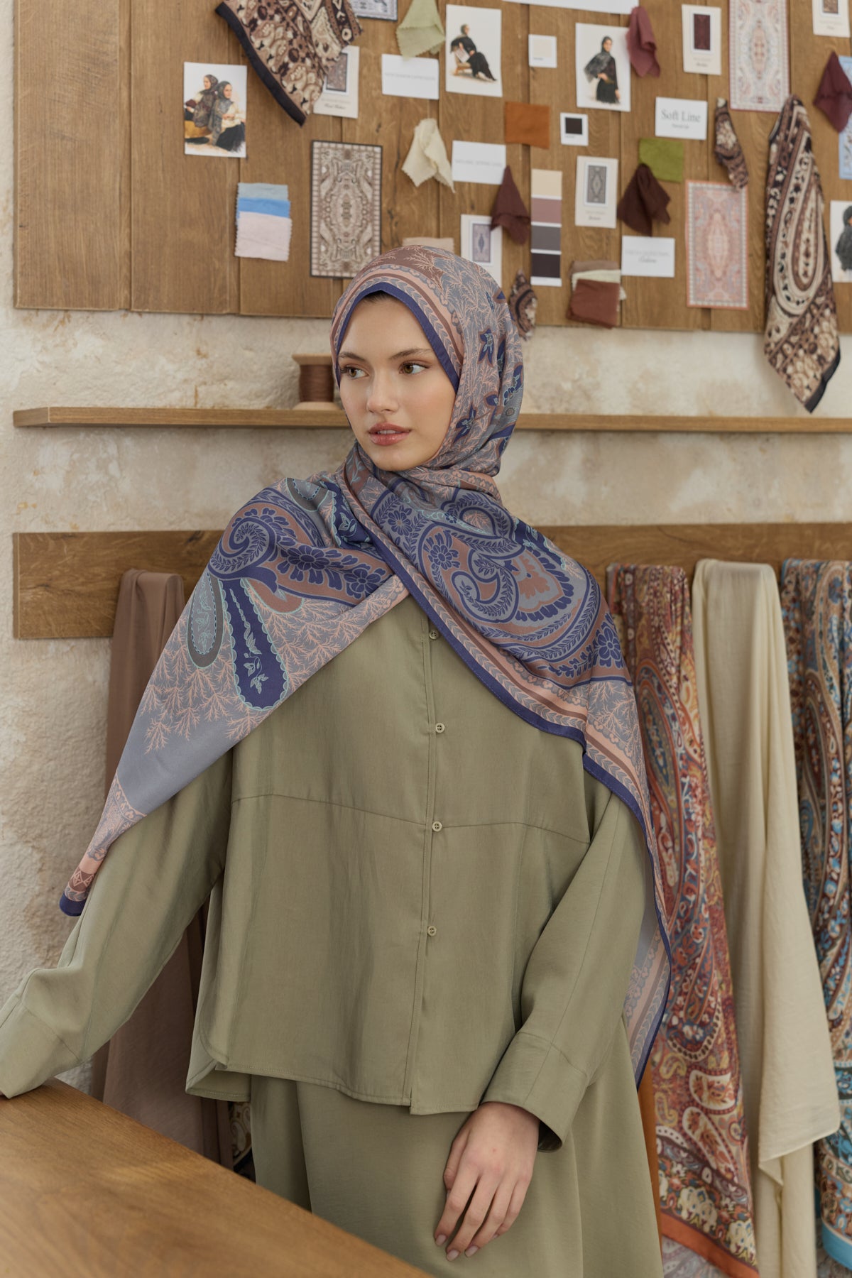 Cupra Prive Desenli Şal Blossom Lavanta