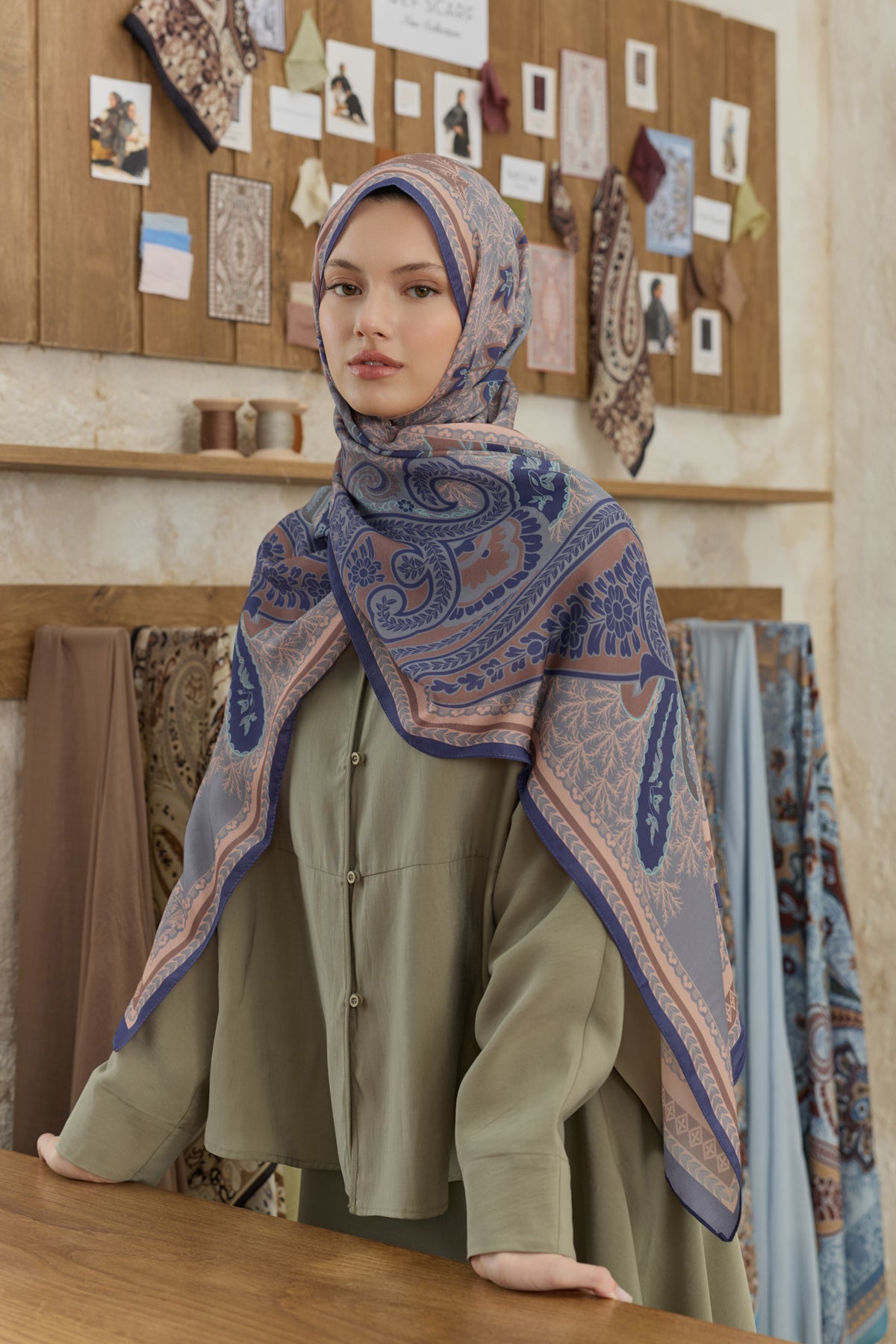 Cupra Prive Desenli Şal Blossom Lavanta