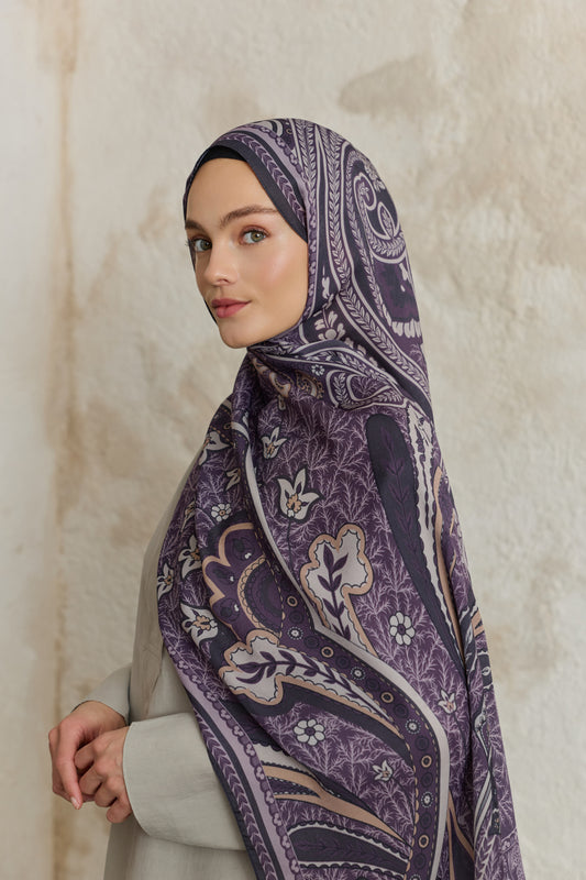 Cupra Prive Desenli Şal Blossom Mürdüm Eriği