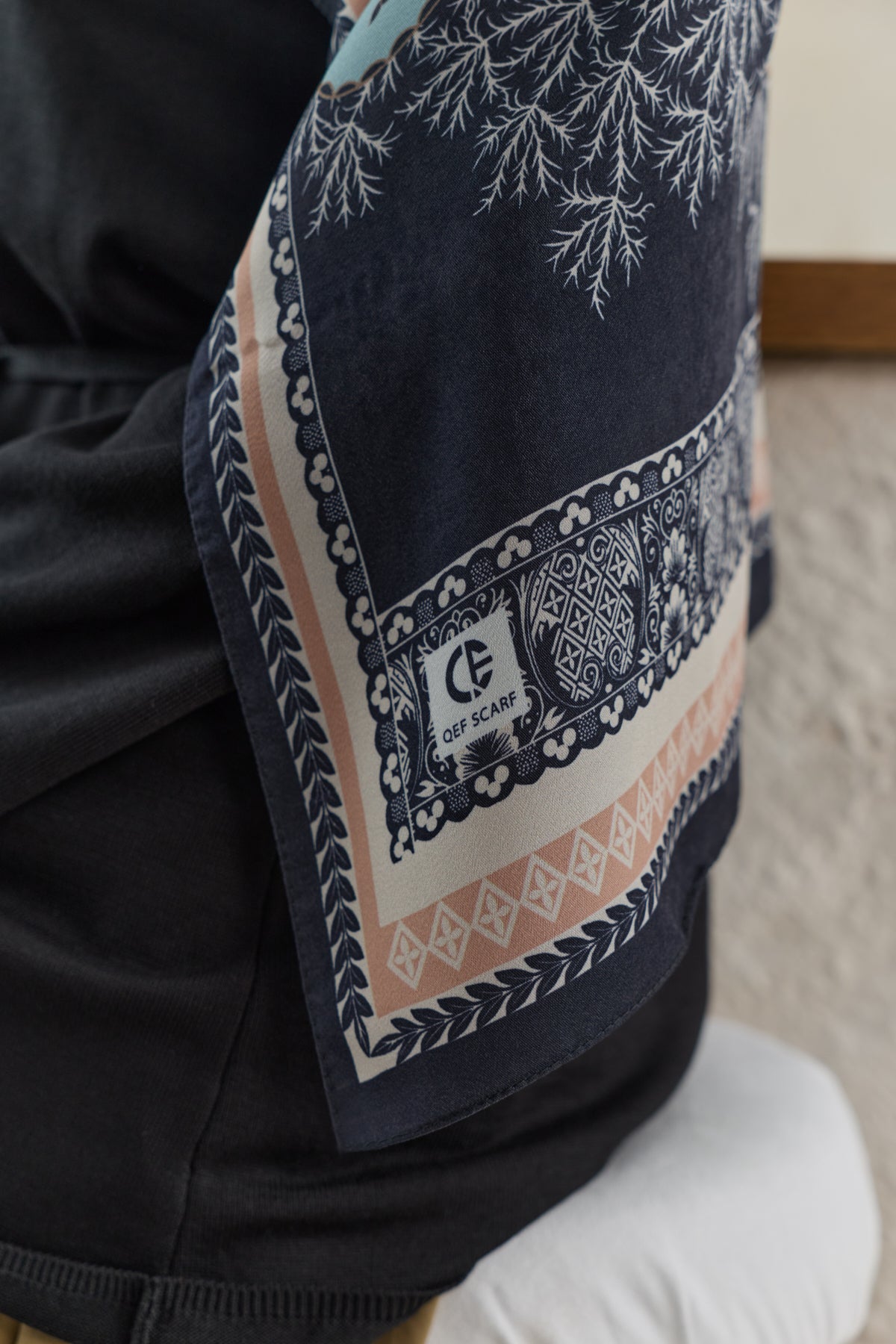 Cupra Prive Desenli Şal Blossom Somon